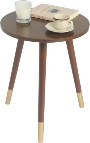AWASEN Small Round Side Table, Coffee/Gold  - Lot 526