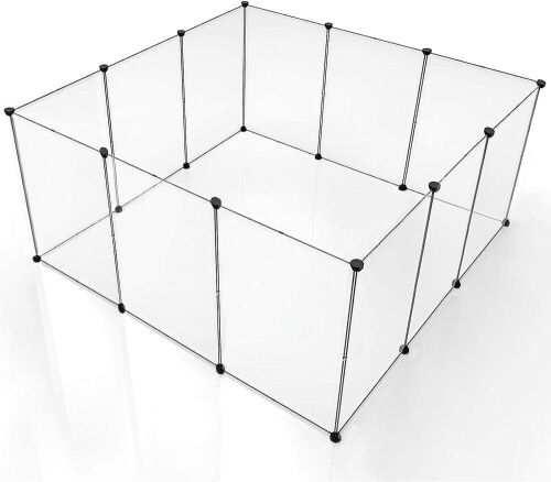BRIAN & DANY Portable Large Plastic Yard Fence for Small Animals, 12 Panels, 27.7 X 19.7 inches, Smoke Grey  - Lot 802