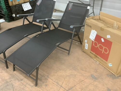 Set of 2 Outdoor Patio Chaise Recliner Lounge Chairs w/ Rust-Resistant Frame  - Lot 684