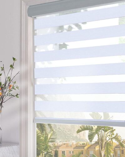 Persilux Zebra Roller Blinds, 47" W X 72" H, Light Grey - Lot 582