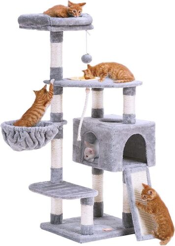 Heybly 50" Cat Tower with Feeding Bowl & Scratching Board  - Lot 580