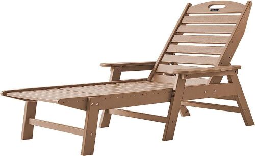 Ciokea Foldable Patio Chaise Lounge Chair with 5 Positions, Teak  - Lot 601