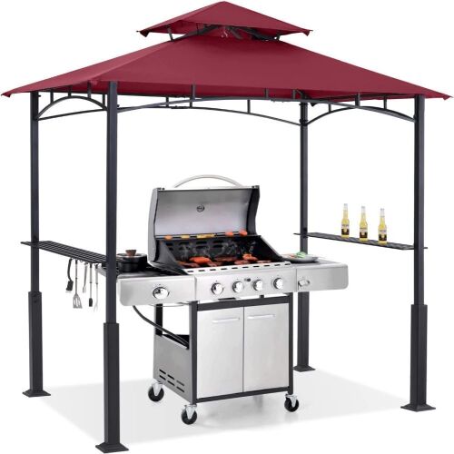 ABCCANOPY 8'x 5' Grill Gazebo Canopy with LED Light, Burgundy - Lot 135