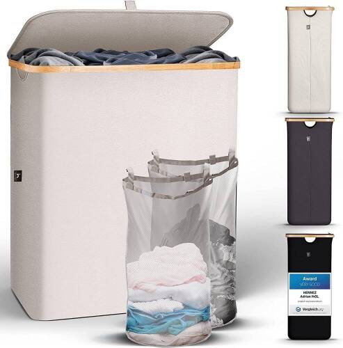 Hennez Collapsible Laundry Basket With Lid, 140L with Removable Bags - Lot 146