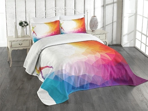 Ambesonne Gymnastics Sports Bedspread w/ 2 Pillow Shams - King - Lot 178