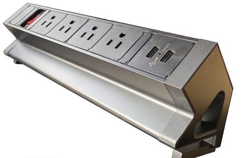 Desk Clamp Power Strip with 4 Outlets and 2 USB Ports - Lot 506