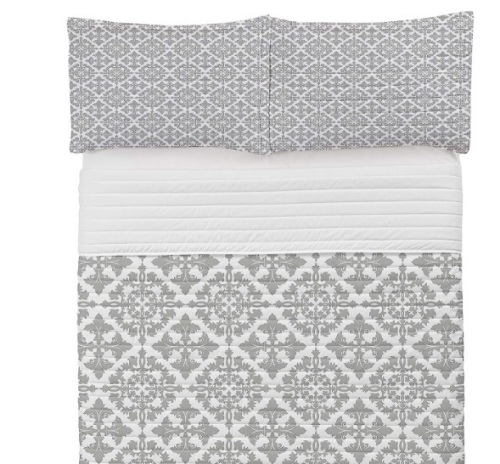 Ambesonne Grey Microfiber Bedspread Set, Twin Size - Lot 350