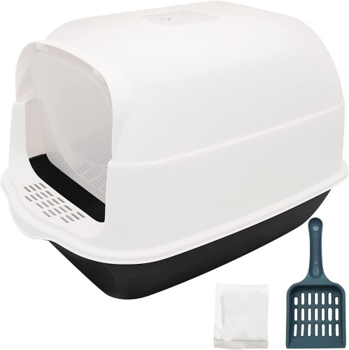 Cat Litter Box with Lid Medium Plastic Enclosed Anti-Splashing - Lot 361