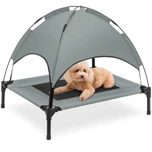 Elevated Cooling Dog Bed, Outdoor Pet Cot w/ Canopy, Carry Bag - Lot 6710