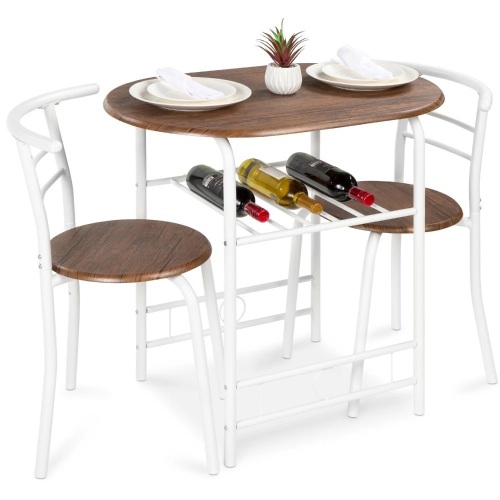 3-Piece Wooden Table & Chairs Dining Set w/ Lower Storage Shelf - Lot 6717