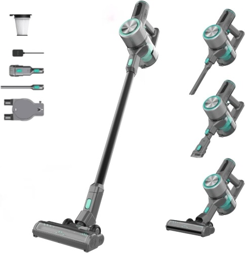 Wyze Cordless Vacuum Cleaner with 24Kpa Powerful Suction, Lightweight Stick with HEPA Filter, 450W Powerful Brushless Motor , 50mins Runtime for Home Hard Floor Carpet Pet Hair - Lot 6773