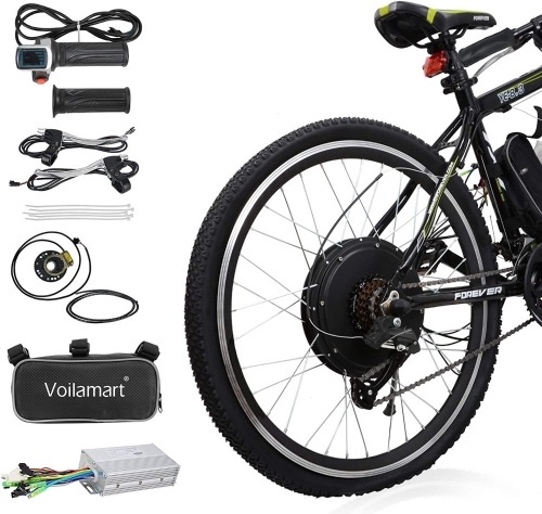 Voilamart Ebike Conversion Kit 26" Rear Wheel 48V 1000W Electric Bike Conversion Motor Kit with Intelligent Controller and PAS System for Road Bike - Lot 6774