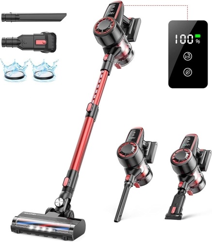 Cordless Vacuum Cleaner, WLUPLE Stick Vacuum Cleaner with 30KPA Powerful Suction, 400W Lightweight Handheld Vacuum LED Display & Ultra-Quiet Stick Vacuum for Hardwood Floor Carpet Pet Car Cleaning - Lot 6775