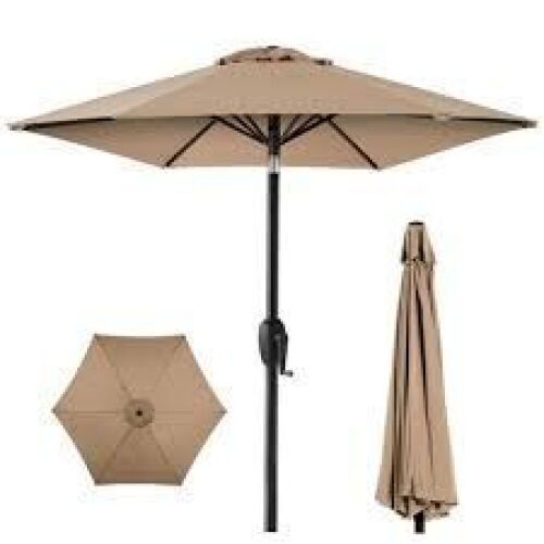 Outdoor Market Patio Umbrella w/ Push Button Tilt, Crank Lift - 7.5ft - Lot 6916
