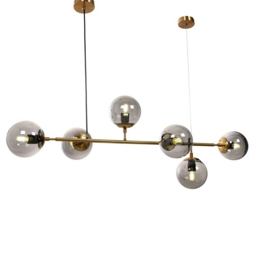 CEREDO W6 Vintage Industrial Brass Chandelier 6 Spheres - Lot 6987
