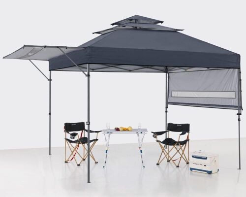 ABCCANOPY Pop up Gazebo 3-Tier Instant Canopy with Adjustable Dual Half Awnings, Dark Gray  - Lot 647