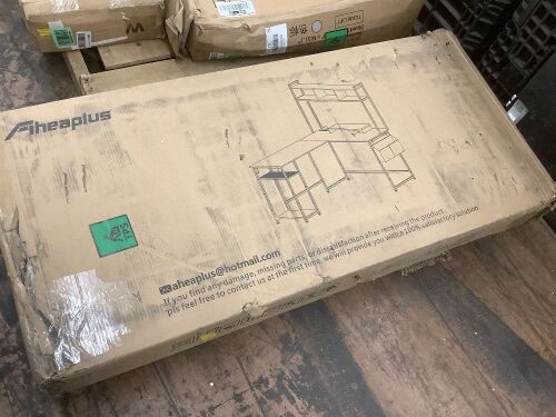 Aheaplus L Shaped Desk with Storage Shelf & Monitor Stand  - Lot 676