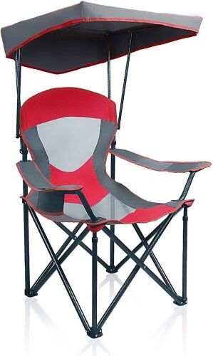 ALPHA CAMP Heavy Duty Canopy Lounge Chair Sunshade Hiking Travel Chair with Cup Holder - Lot 677