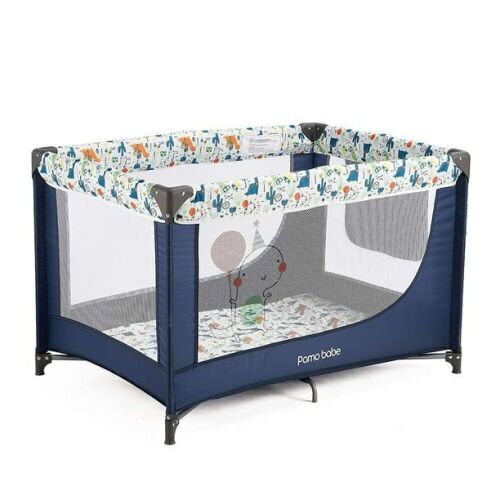 Pamo Babe Portable Enclosed Baby Playpen with Mattress and Carry Bag, Blue - Lot 690