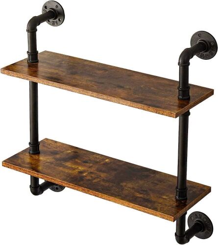 IBUYKE 26" 2-Tiers Industrial Pipe Floating Shelves - Lot 696