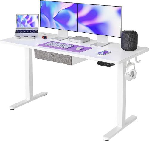 FEZIBO 55 x 24 Inches Adjustable Height Electric Standing Desk with Drawer - Lot 96