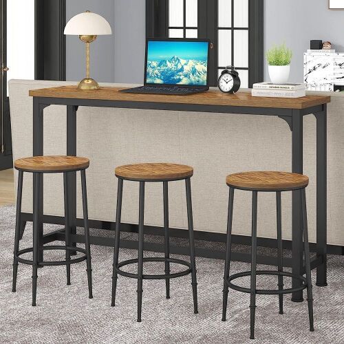 HOMYSHOPY Bar Table Set with 3 Stools - Lot 97