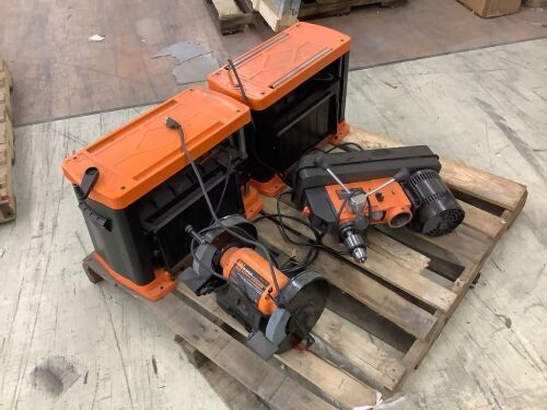 Lot of (2) Planers, Drill Press and Grinder  - Lot 193