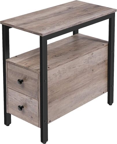 HOOBRO Narrow Side Table with Drawer and Open Storage Shelf - Lot 246
