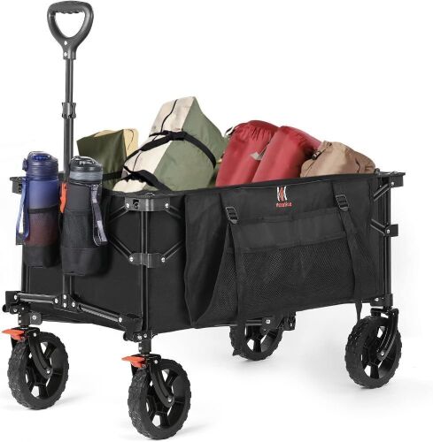 Navatiee Collapsible Heavy Duty Folding Wagon with Side Pocket and Brakes - Lot 266