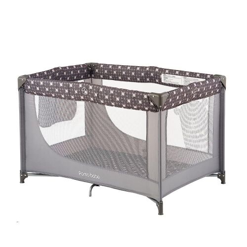 Pamo Babe Portable Crib Baby Playpen with Mattress and Carry Bag, Grey - Lot 826