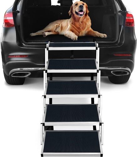 Foldable Aluminum Dog Stairs with Nonslip Surface  - Lot 817