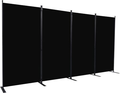 CHOSENM 4 Panel Folding Privacy Screen Room Divider with Wider Support Feet, 136" W x 71" H, Black  - Lot 827