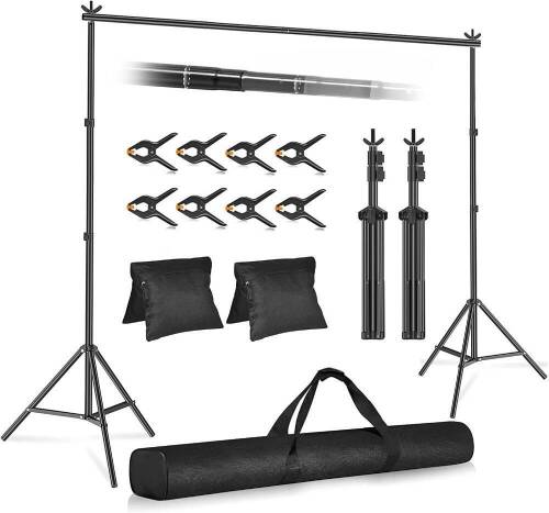 Emart Photo Video Studio 10Ft Adjustable Background Stand Backdrop Support System Kit with Carry Bag   - Lot 697