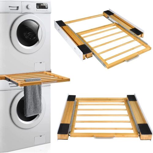 Universal Stacking Kit for Washing Machines and Dryers with Sliding Shelf And Transparent Acrylic Board - No Instructions - Lot 654