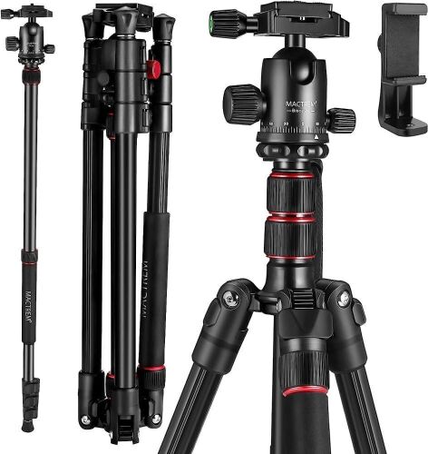 MACTREM 80" Heavy Duty DSLR Camera Tripod with Carry Bag, 33lb Load  - Lot 664