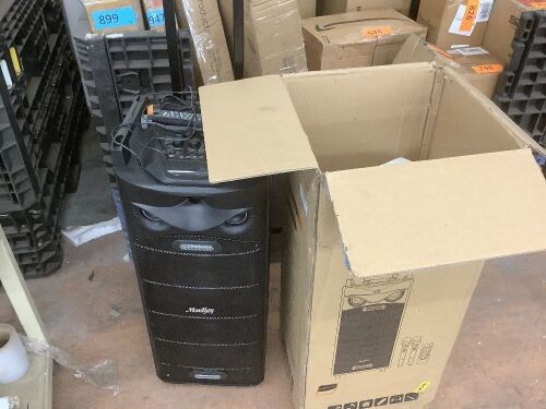 Moukey Double Woofer Karaoke Machine with 2 Wireless Microphones - Power Button Broken, For Parts/Repair  - Lot 632