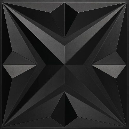 MIX3D 3D Star Textured Wall Panels, Matte Black 19.7"x19.7" 32 Sq. Ft, 12 Pack - Lot 642