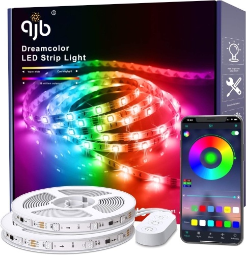 Color Changing Sound Reactive LED Strip Lights w/ Blueooth, App Control, Remote - Lot 81