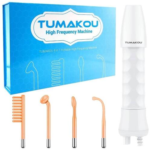 TUMAKOU Portable Handheld High Frequency Facial Skin Wand Machine with 4 Different Tubes - Lot 335