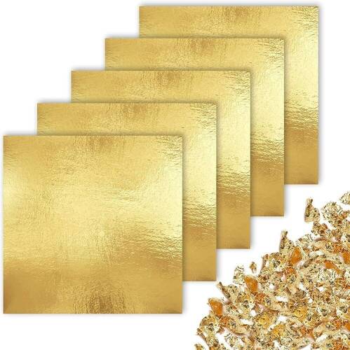 Lot of (4) CZ Store Gold Leaf Foil Sheets, 5.5" x 5.5" | 100 Pcs for Arts & Crafts, Decorations, Slime, Nails, Resin, DIY - Lot 97