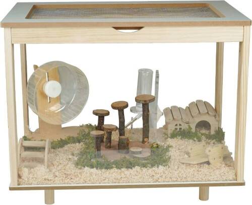 Small Animal Cage with Openable Top and 4 Transparent Acrylic Sheets, Wooden Frame - Lot 498