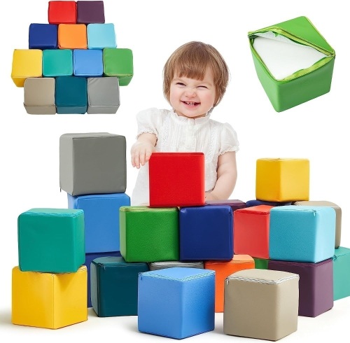 12 Pcs 5.5 Inch Colorful Foam Soft Cubes Indoor Stacking Climbing Blocks - Lot 362