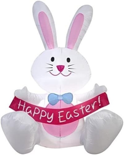 Gemmy 3.5' Airblown White Bunny w/ Bowtie Spring Inflatable - Lot 168