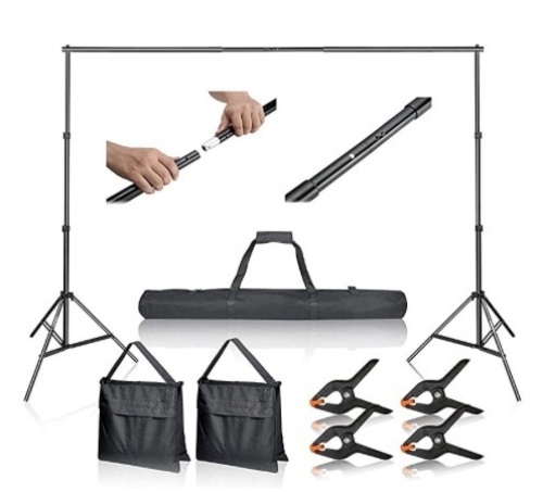 Emart Photo Video Studio 10Ft Adjustable Background Stand Kit with Carry Bag - Lot 192