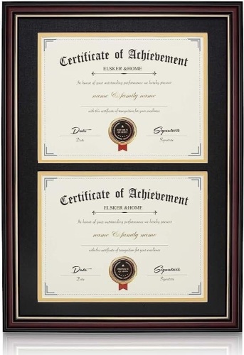 Double Certificate Black With Golden Rim 8.5"x11" With Mat - Lot 425