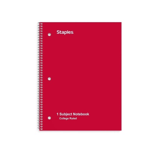 Staples Poly 1-Subject Notebook, College Rule, 70 Sheets, Assorted Colors (set of 39) - Lot 7117