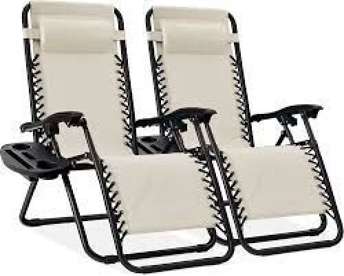 Set of 2 Adjustable Zero Gravity Patio Chair Recliners *missing cup holders* - Lot 7236