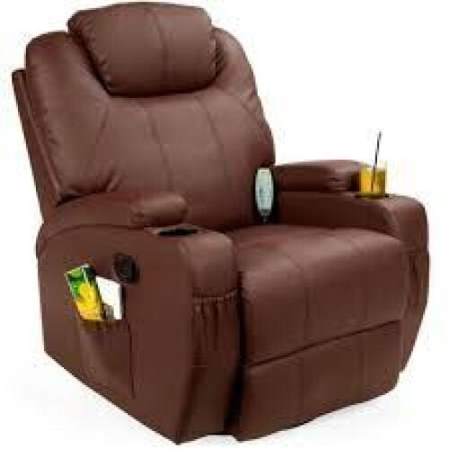 Faux Leather Swivel Glider Massage Recliner Chair w/ Remote Control, 5 Modes - Lot 7243