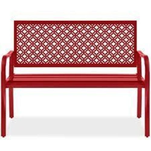 Indoor Outdoor Steel Bench w/ Geometric Backrest, Foot - Lot 7299