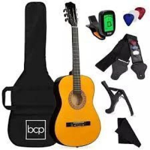 Beginner Acoustic Guitar Set w/ Case, Strap, Digital Tuner, Strings - 38in - Lot 7309